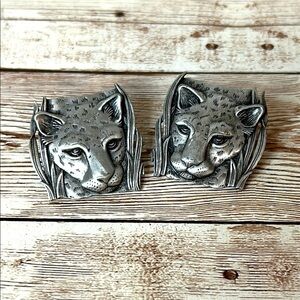 JJ Jonette 1986 Cheetah Head Earrings